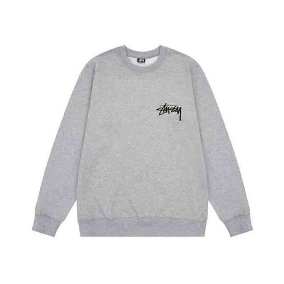 Men's Stussy Gray Printed Crew Neck Sweatshirt - Picture 1 of 7